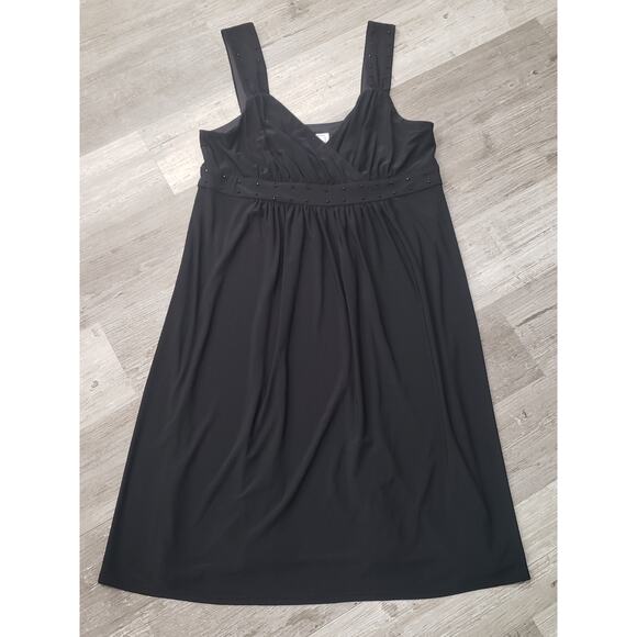 Karin Stevens Black Beaded Strap Long Loose Fitting Dress | Size 14 - Picture 2 of 6